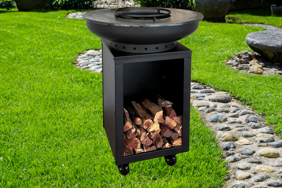 Barbecue Hermano XXL Base Box top Black - incl. hoes en houtopslag - Ø80cm
