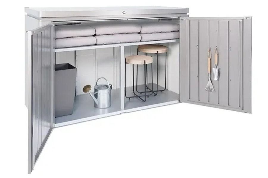 Biohort metalen tuinhuis HighBoard 200x84x127 cm zilvergrijs