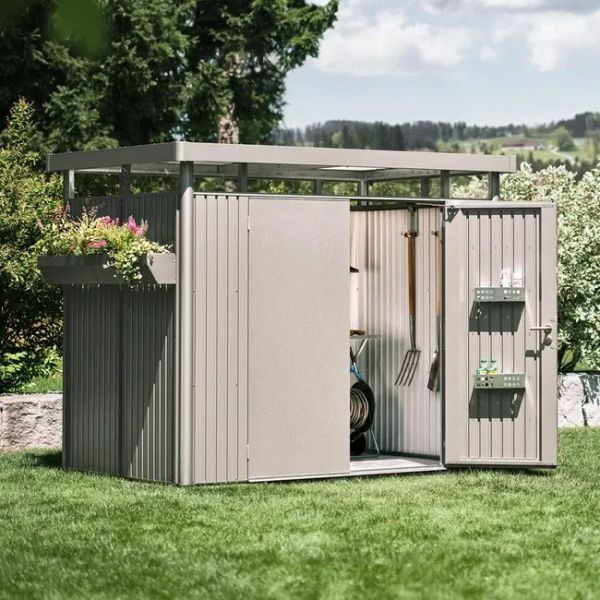 Biohort Highline H2 metalen tuinhuis 275x195x222 cm met dubbele deur