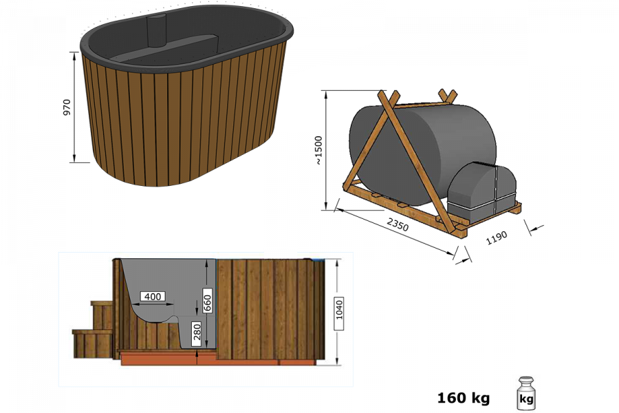 Hottub Luxe Ovaal 190x120 cm