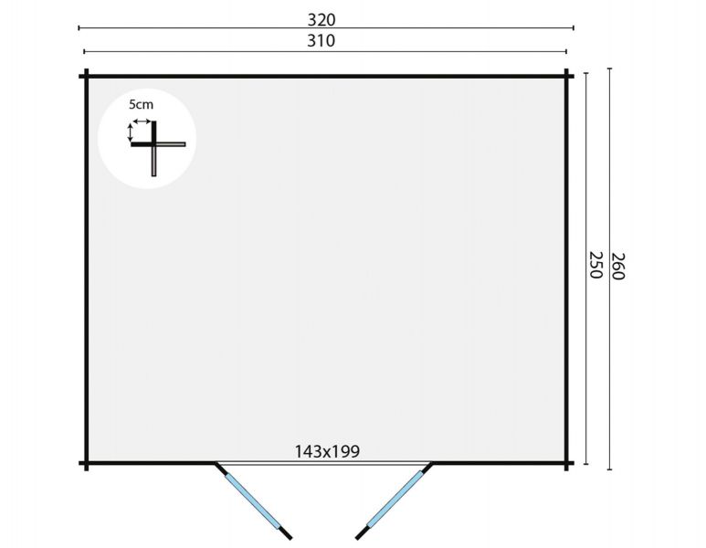 Blokhut Hypermodern 320x260 cm - Grijs geïmpregneerd