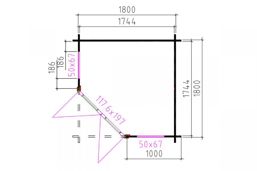 Blokhut 2055 200x200 cm - compleet gecoat