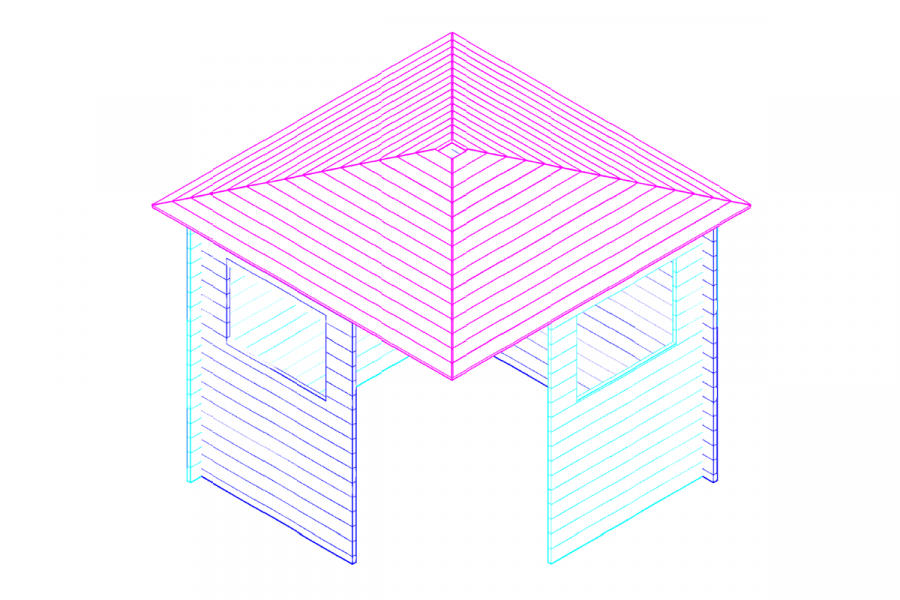 Blokhut 2555 250x250 cm - exterieur gecoat