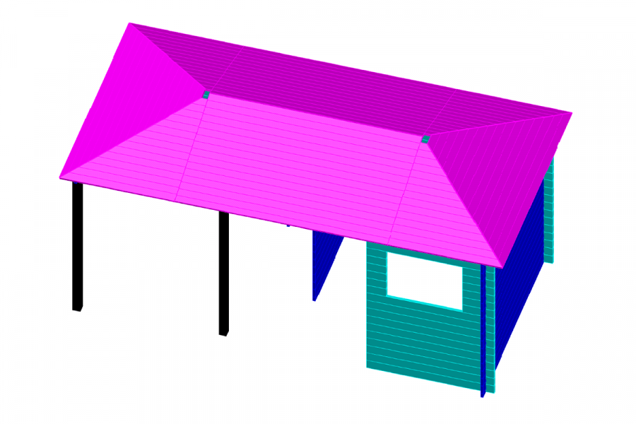 Blokhut 2555Z 250x250 cm + luifel 250 cm - exterieur gecoat