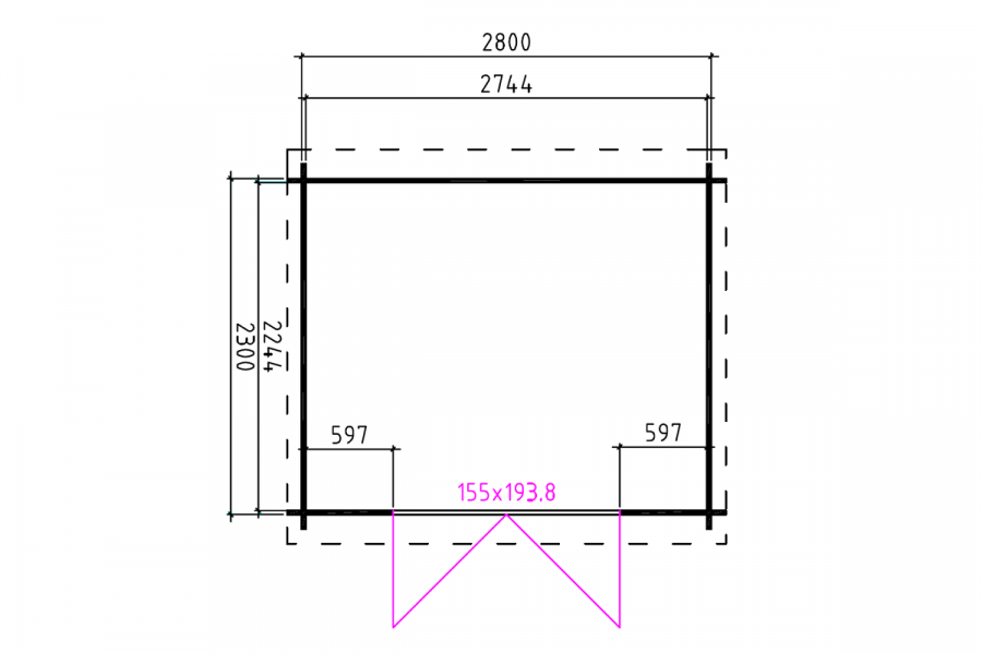 Blokhut 3025L 300x250 cm - compleet gecoat