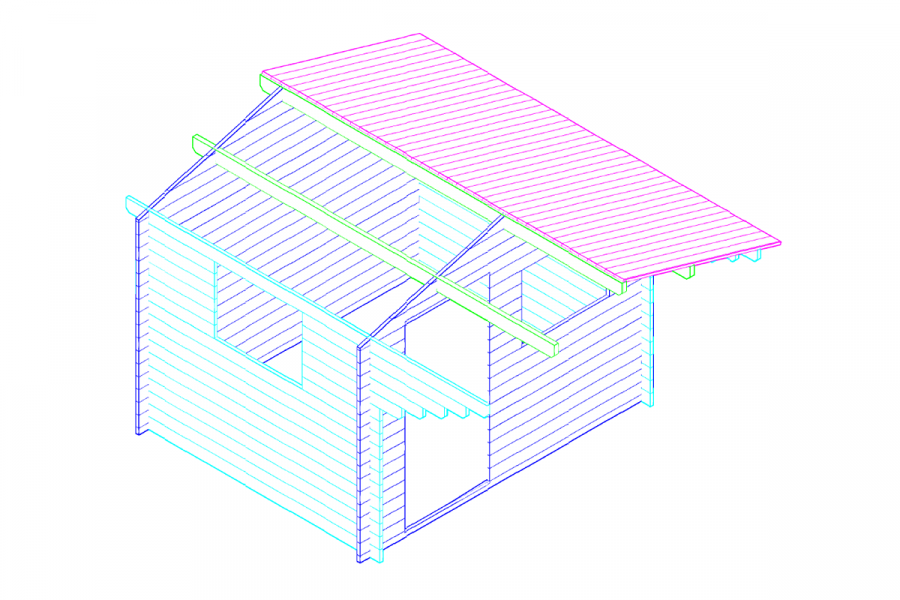 Blokhut 3026 300x250 cm - exterieur gecoat