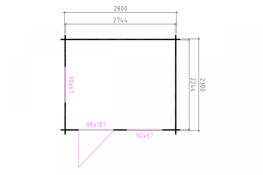 Blokhut 3026 300x250 cm - exterieur gecoat