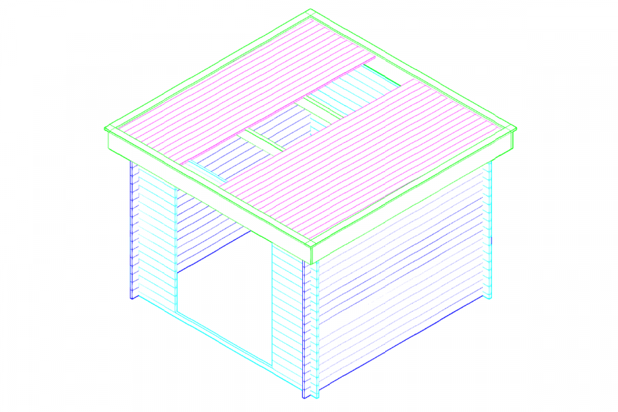 Blokhut 330M 300x300 cm - exterieur gecoat