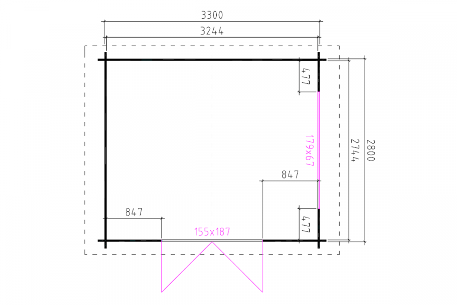 Blokhut 3530K 350x300 cm - exterieur gecoat