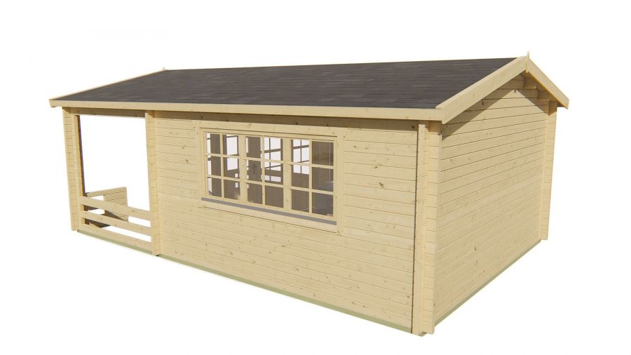 Blokhut Ipswich 440x440 cm + luifel 223 cm