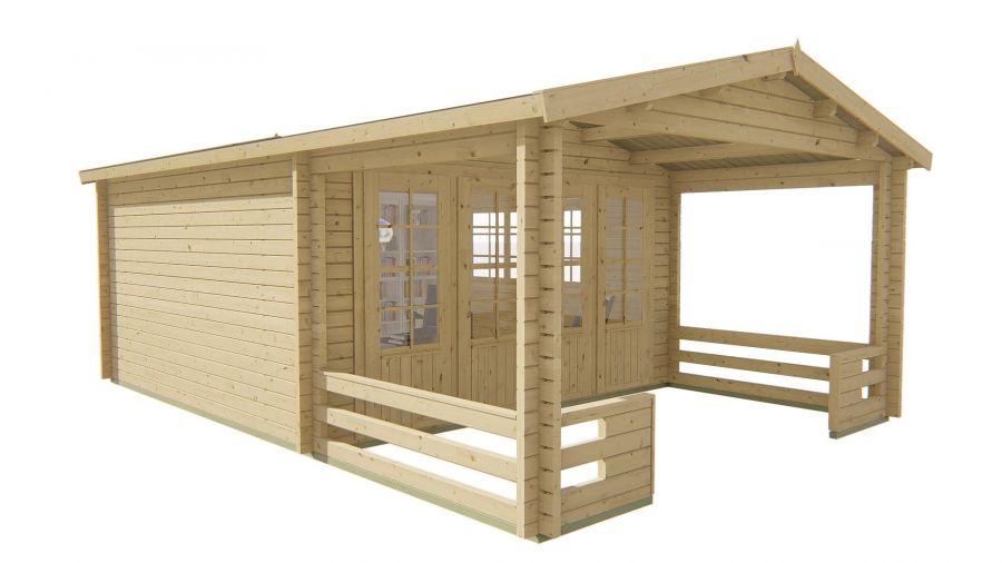 Blokhut Ipswich 440x440 cm + luifel 223 cm