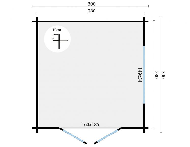 Blokhut Jamie | 40 mm | onbehandeld | 300x300 cm