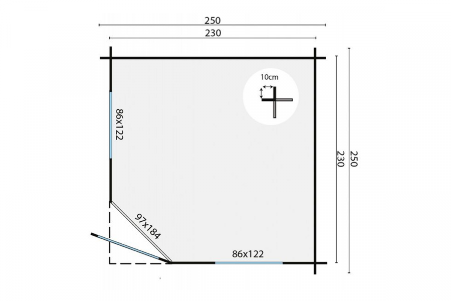 Blokhut Jos 250x250 cm - Groen geïmpregneerd