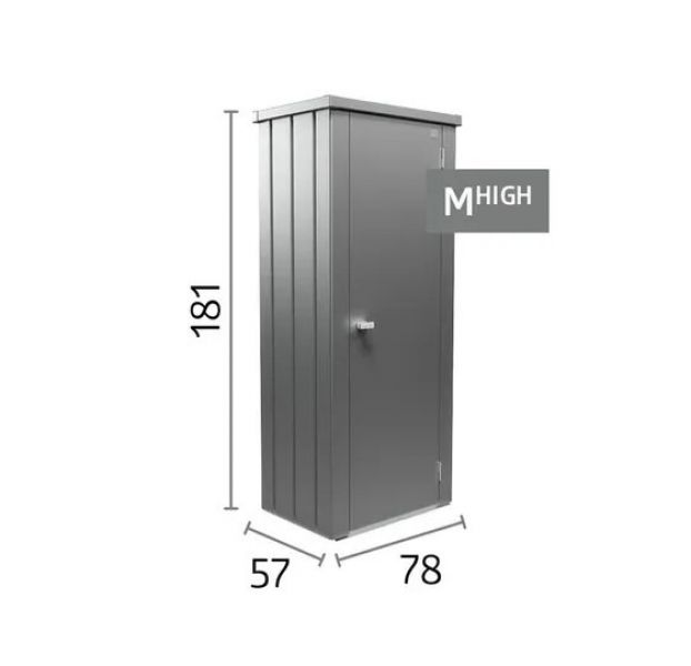 Biohort Julia M HIGH metalen terraskast 77,7x57x180,9 cm kwartsgrijs metallic
