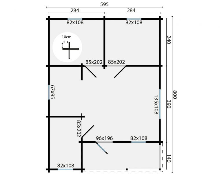 Tuindeco Kay Blokhut 595x800 cm 70 mm vuren honing geïmpregneerd
