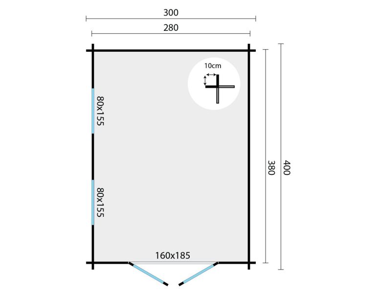 Tuindeco Kerry Blokhut 300x400 cm 40 mm vuren blank