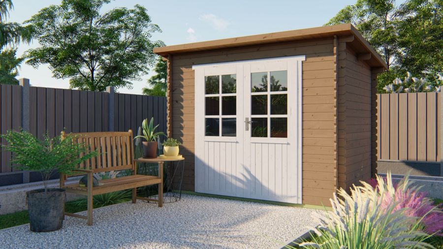 Tuindeco Kris Blokhut 290x200 cm 28 mm vuren red class wood geïmpregneerd