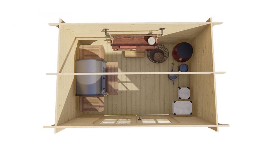 Tuindeco Kris Blokhut 290x200 cm 28 mm vuren red class wood geïmpregneerd
