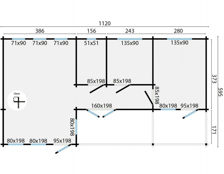Blokhut Letterkenny 70 mm 1120x595 cm - Red class wood geïmpregneerd