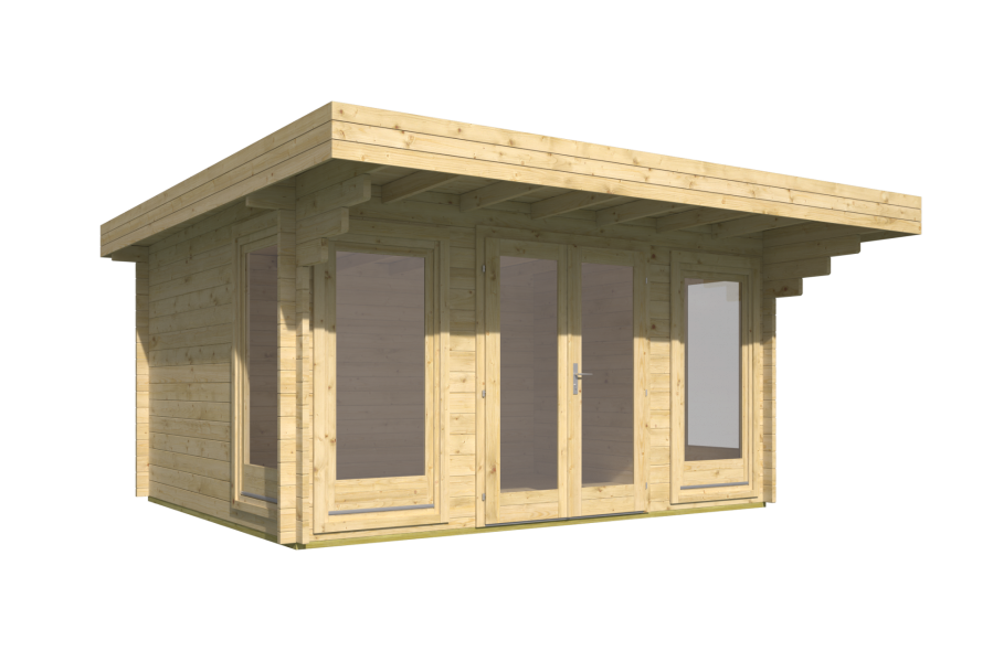 Tuindeco Blokhut Lory 415x330 cm + luifel 120 cm | 44 mm | vuren blank