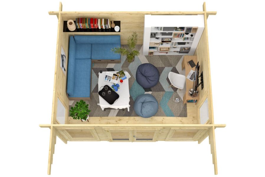 Blokhut Lory 415x330 cm + luifel 120 cm - Groen geïmpregneerd