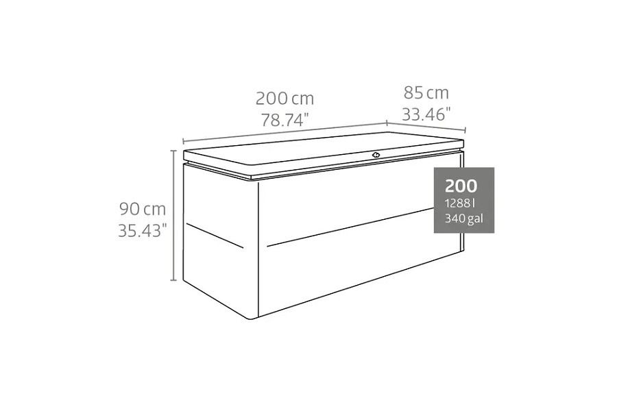 loungebox 230 donkergrijs afmetingen
