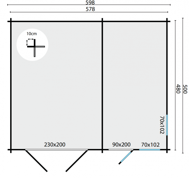 Garage Moa 598x500 cm - Groen geïmpregneerd