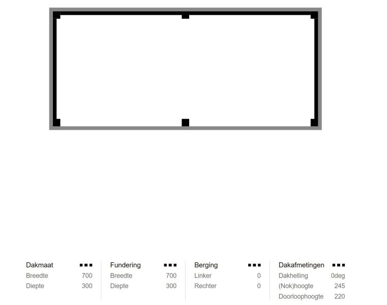 Overkapping Novo Modern 700x 300 cm incl. achterwand en zijwand (incl. EPDM)