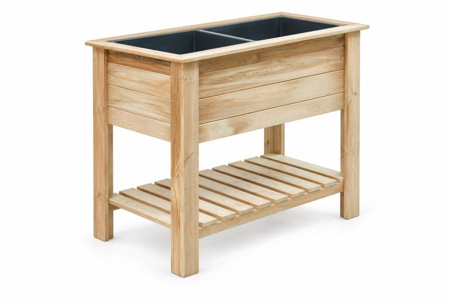 Houten moestuintafel met bakken