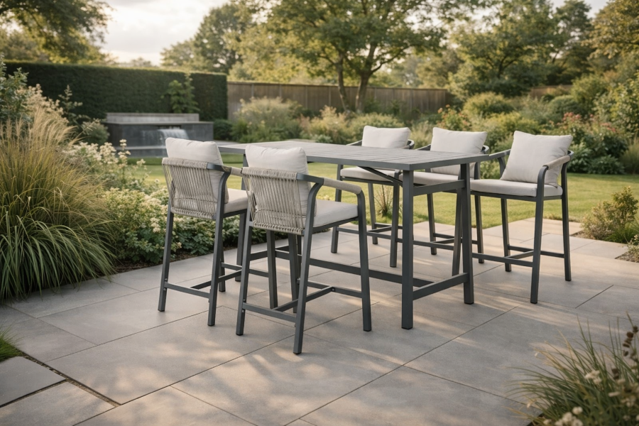 Garden Impressions barset Monti 5-delig carbon black / rope taupe / valley sand - Showmodel Hoofddorp
