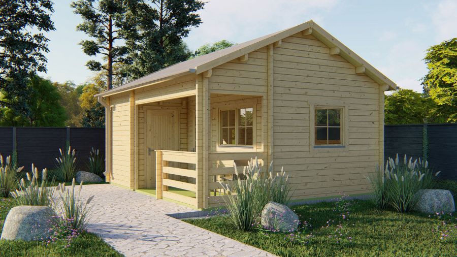 Tuindeco Edelweiss chalet 600x510 cm 70 mm vuren red class wood geïmpregneerd