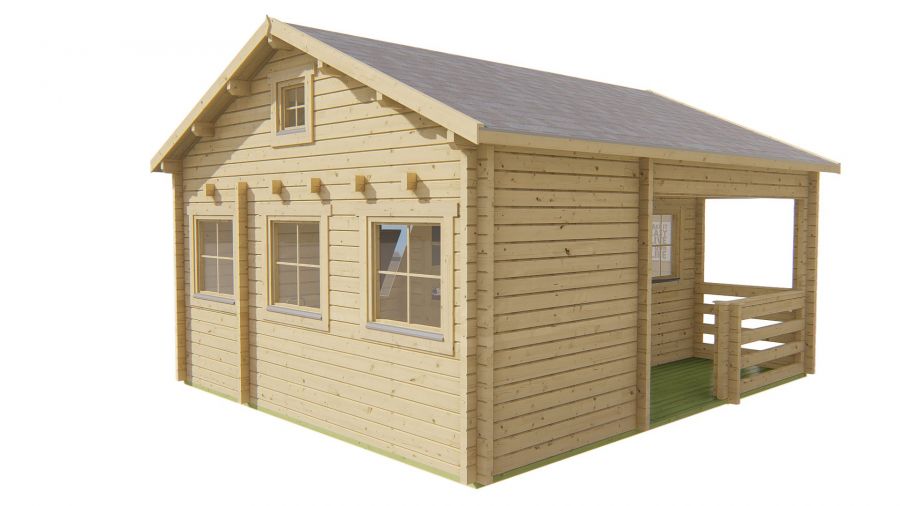 Tuindeco Edelweiss chalet 600x510 cm 70 mm vuren groen geïmpregneerd