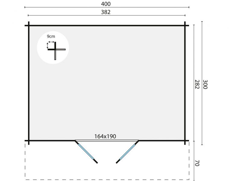 Blokhut tuinhuis Murcia - plattegrond