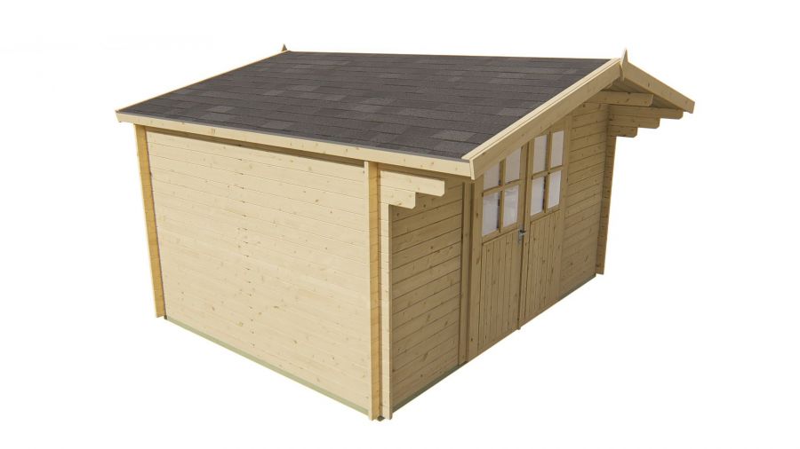 Blokhut Murcia 400x300 cm + luifel 70 cm - Red class wood geïmpregneerd