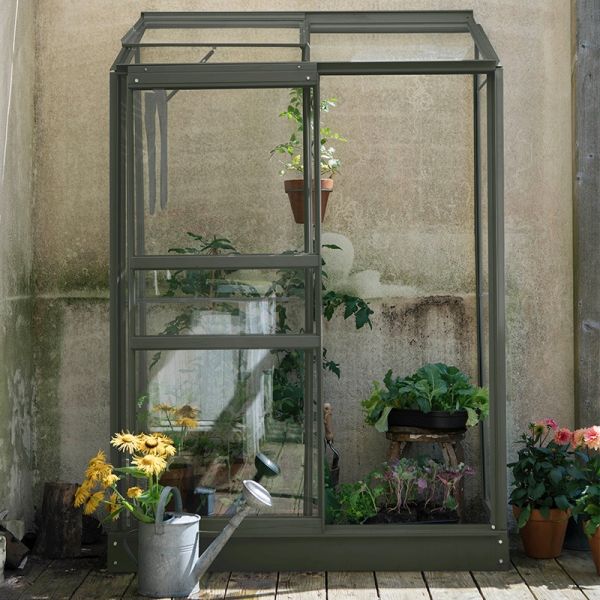 Muurkas Emma I - 132x69x194 cm - Groengrijs - Veiligheidsglas
