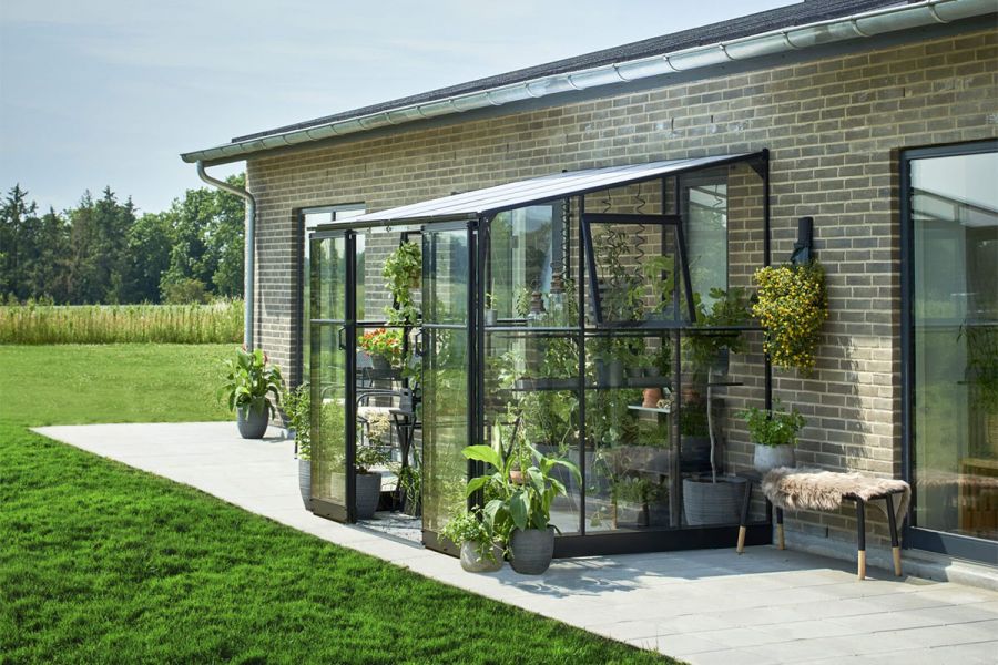 Muurkas Qube - Lean-to 68 - 251x188x230 cm - Zwart - Veiligheidsglas