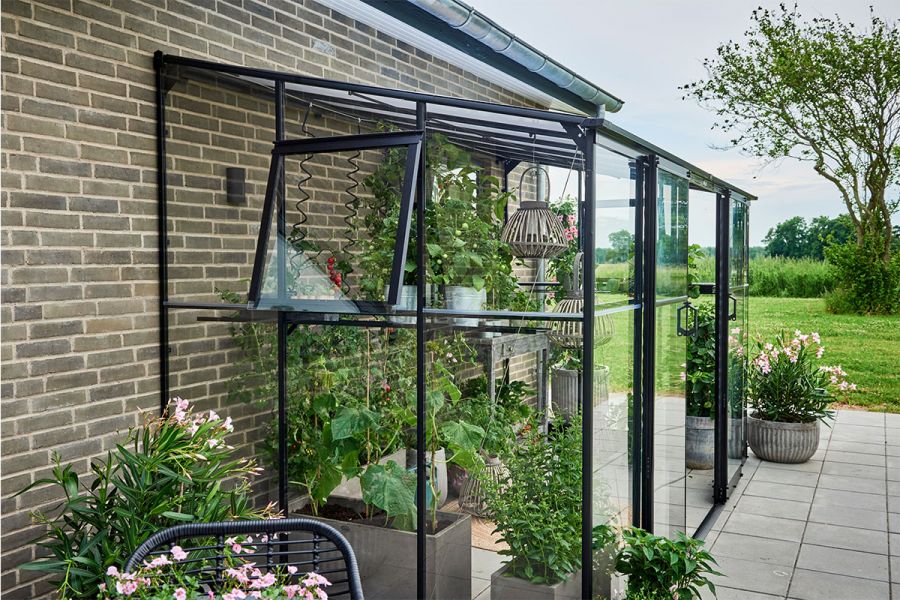 Muurkas Qube - Lean-to 612 - 374x188x230 cm - Zwart - Veiligheidsglas