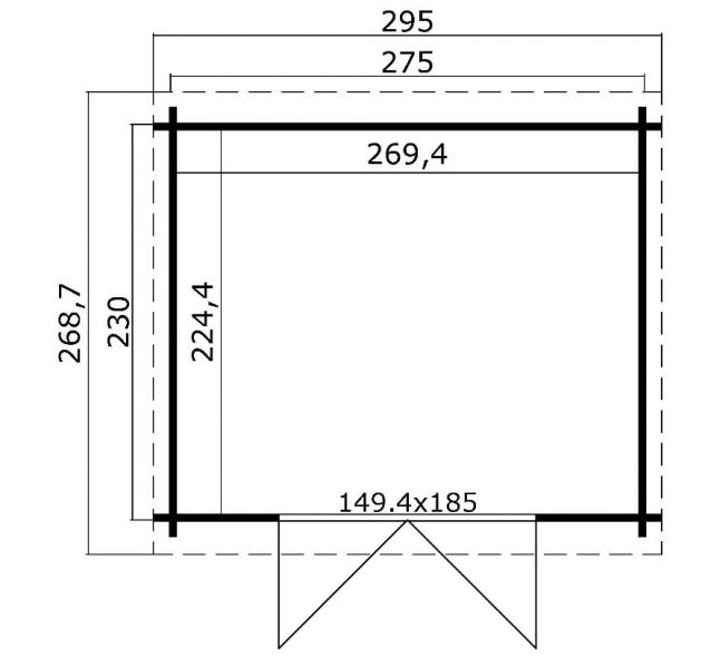 Blokhut Nadia 275x230 cm plattegrond