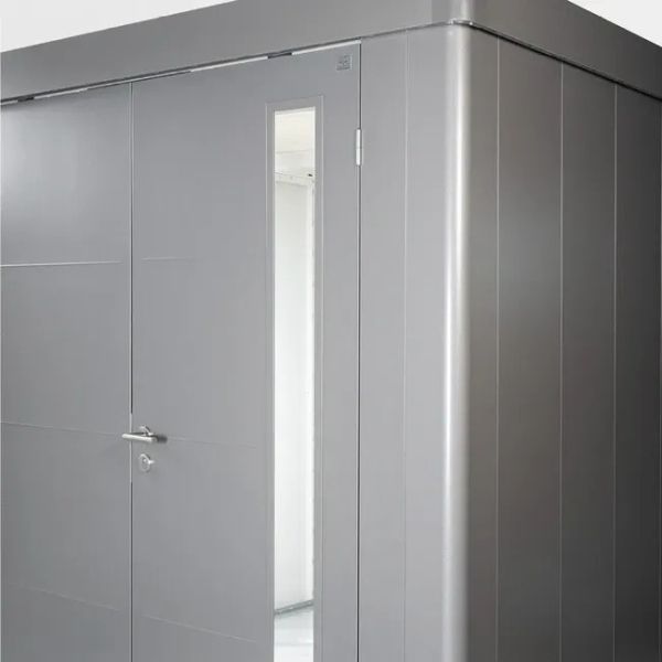 Biohort Neo 1A metalen tuinhuis enkele deur 180x180 cm donkergrijs
