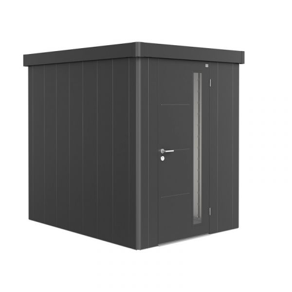 Biohort Metalen tuinhuis Neo - Enkele deur - Donkergrijs - 3D (348x292 cm)