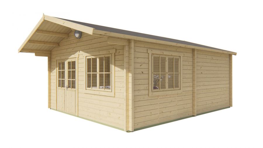 Blokhut Niedersachsen 500x598 cm + luifel 115 cm - Red class wood geïmpregneerd