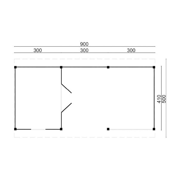 Lariks/Douglas Buitenverblijf Nijverdal 900x410 cm met zwarte wanden - Bouwpakket