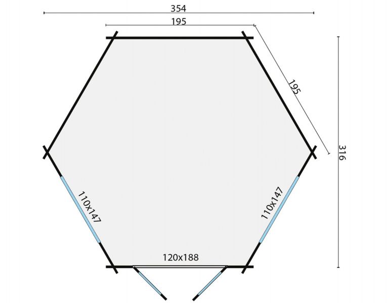 Tuindeco Nora Blokhut 363x312 cm 34 mm vuren bruin geïmpregneerd