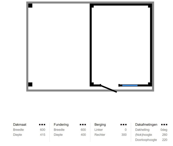 Buitenverblijf Novo 300x400 cm + overkapping 300 cm (incl. EPDM)