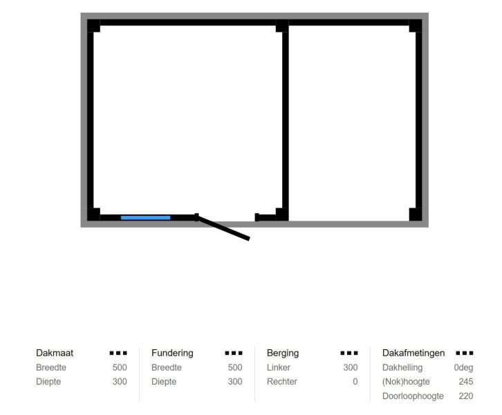 Buitenverblijf Novo Modern 300x300 cm + overkapping 200 cm incl. zijwand en achterwand (incl. EPDM)