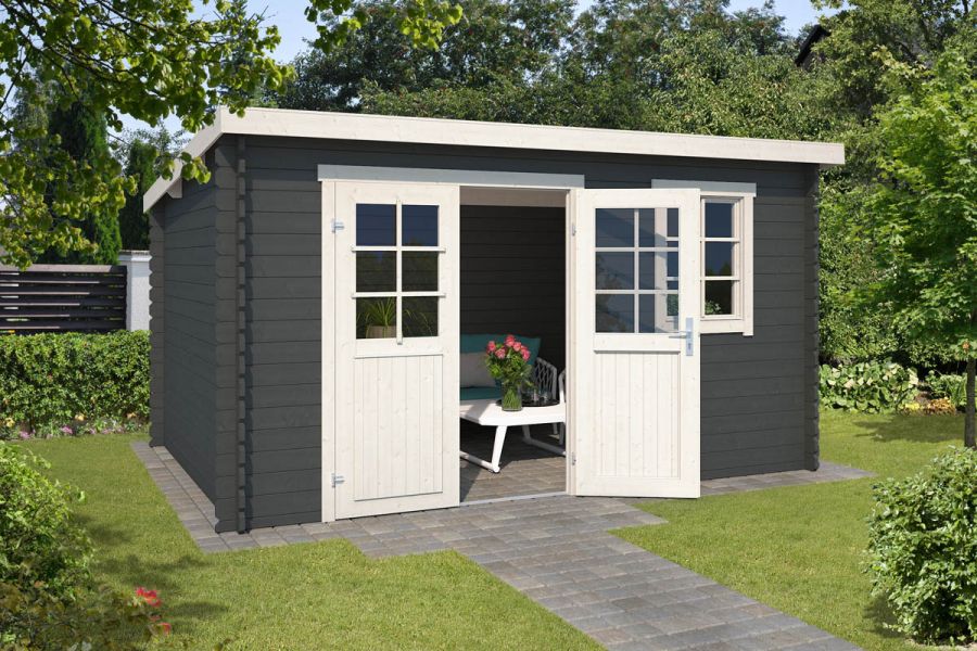 Blokhut Amira 380x230 cm - Carbon Grey-Wit gecoat main