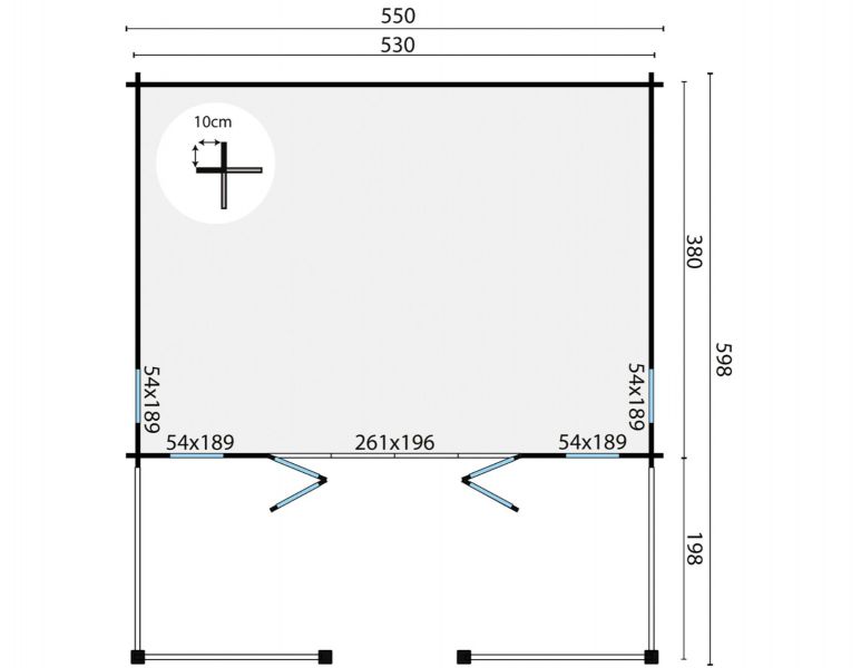 Tuindeco Olaug Blokhut 550x598 cm 44 mm vuren red class wood geïmpregneerd
