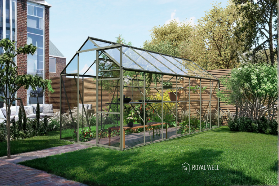 Royal Well Kate V aluminium tuinkas 192x436 cm groengrijs