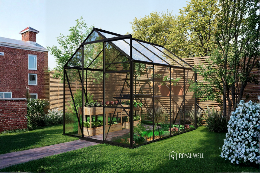 Royal Well Kate II aluminium tuinkas 192x253 cm zwart