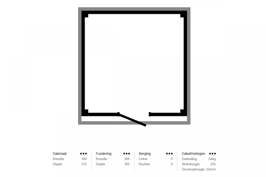Blokhut Zoetermeer 250x250 cm Douglas blank met vuren rabat wanden zwart (Incl. EPDM)